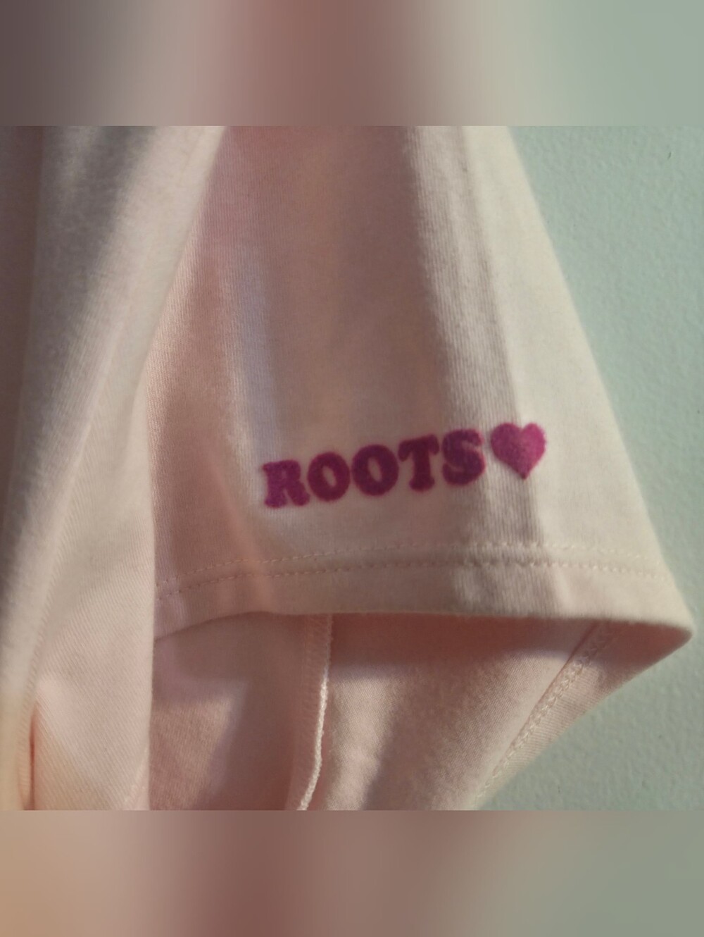 ROOTS tshirt XL Pink 'Je T'aime' NWOT